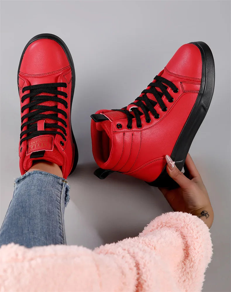 Baskets Skate Unisexes Hautes Confortables Design Moderne Semelle Caoutchouc