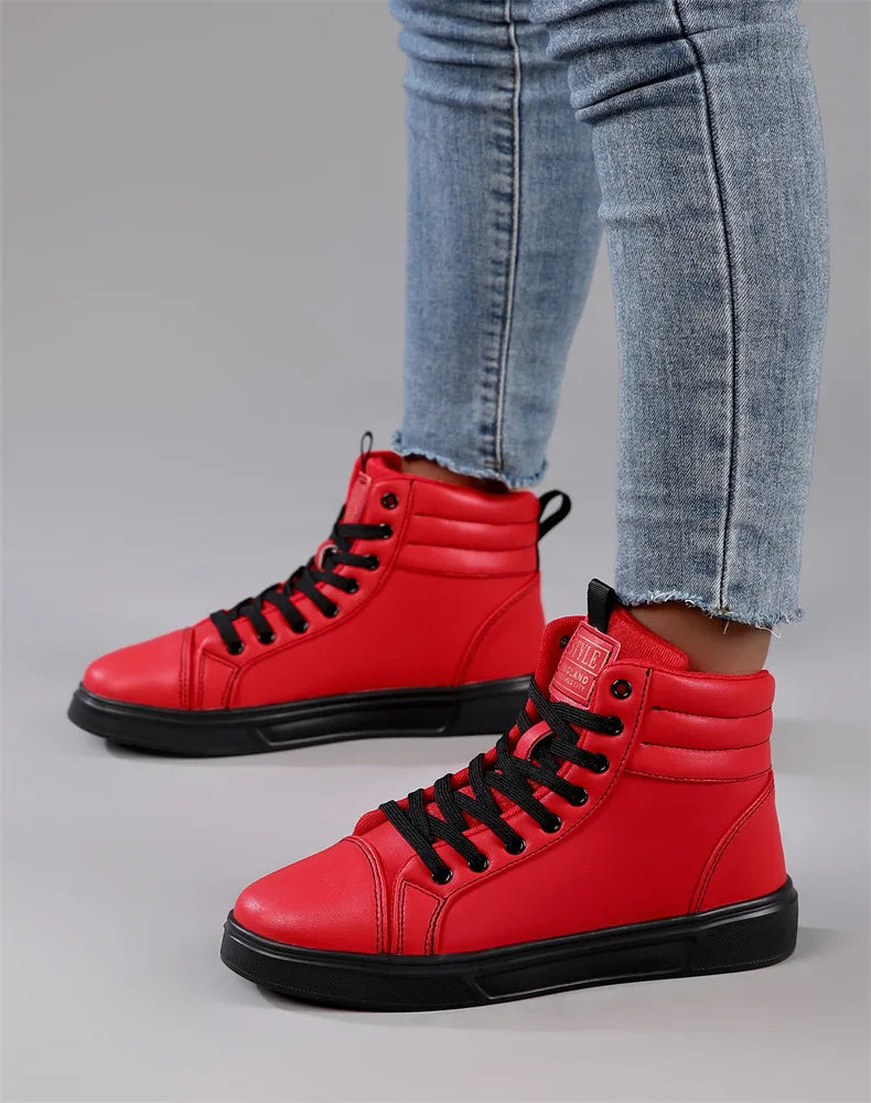 Baskets Skate Unisexes Hautes Confortables Design Moderne Semelle Caoutchouc