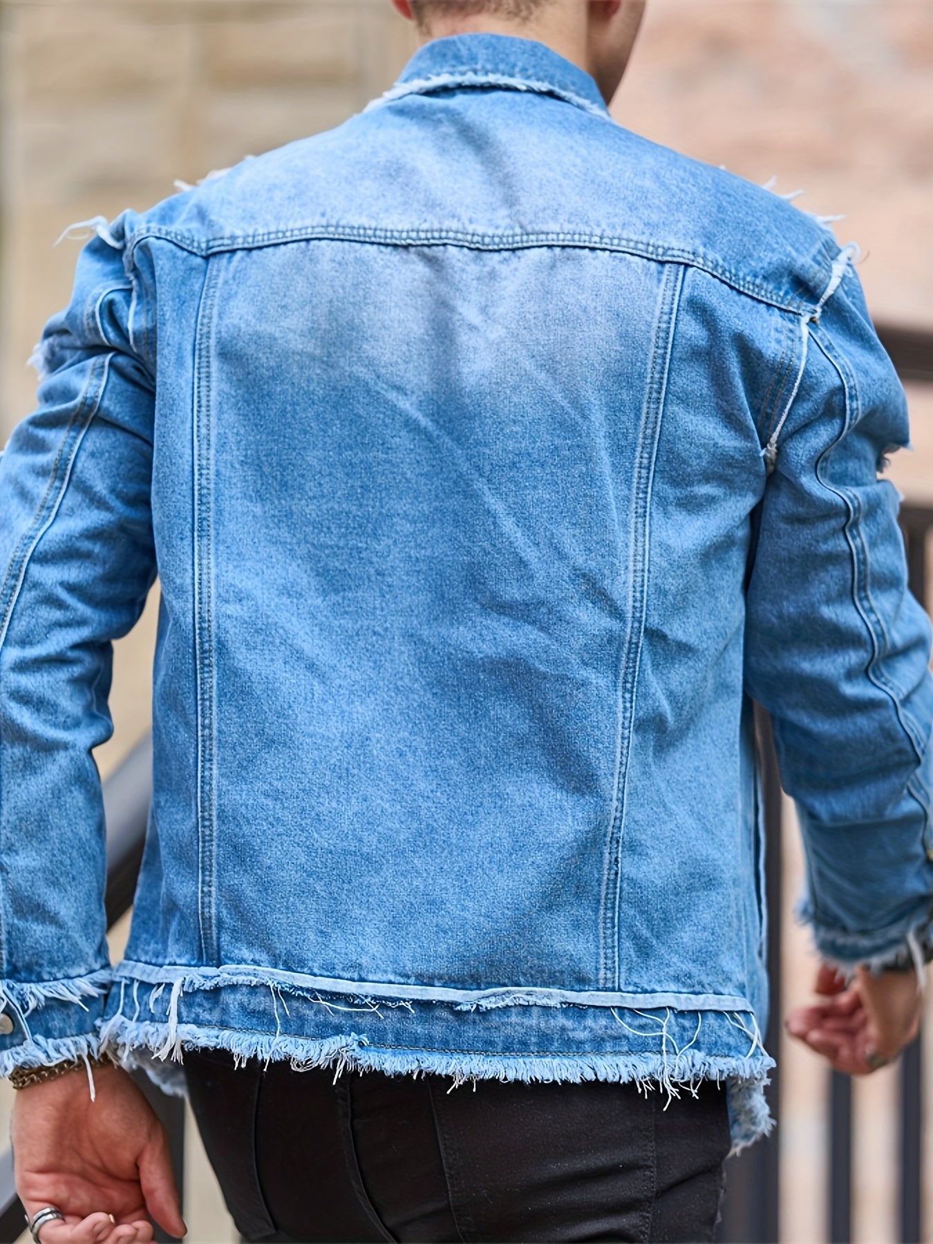 Veste En Jean Slim Vintage Manches Longues Avec Poches Lavable Machine