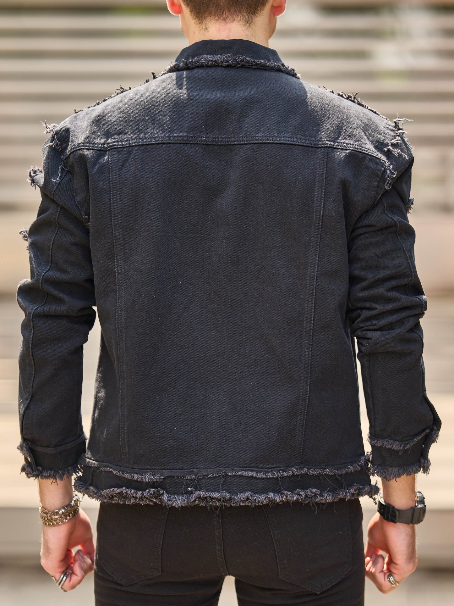 Veste En Jean Slim Vintage Manches Longues Avec Poches Lavable Machine