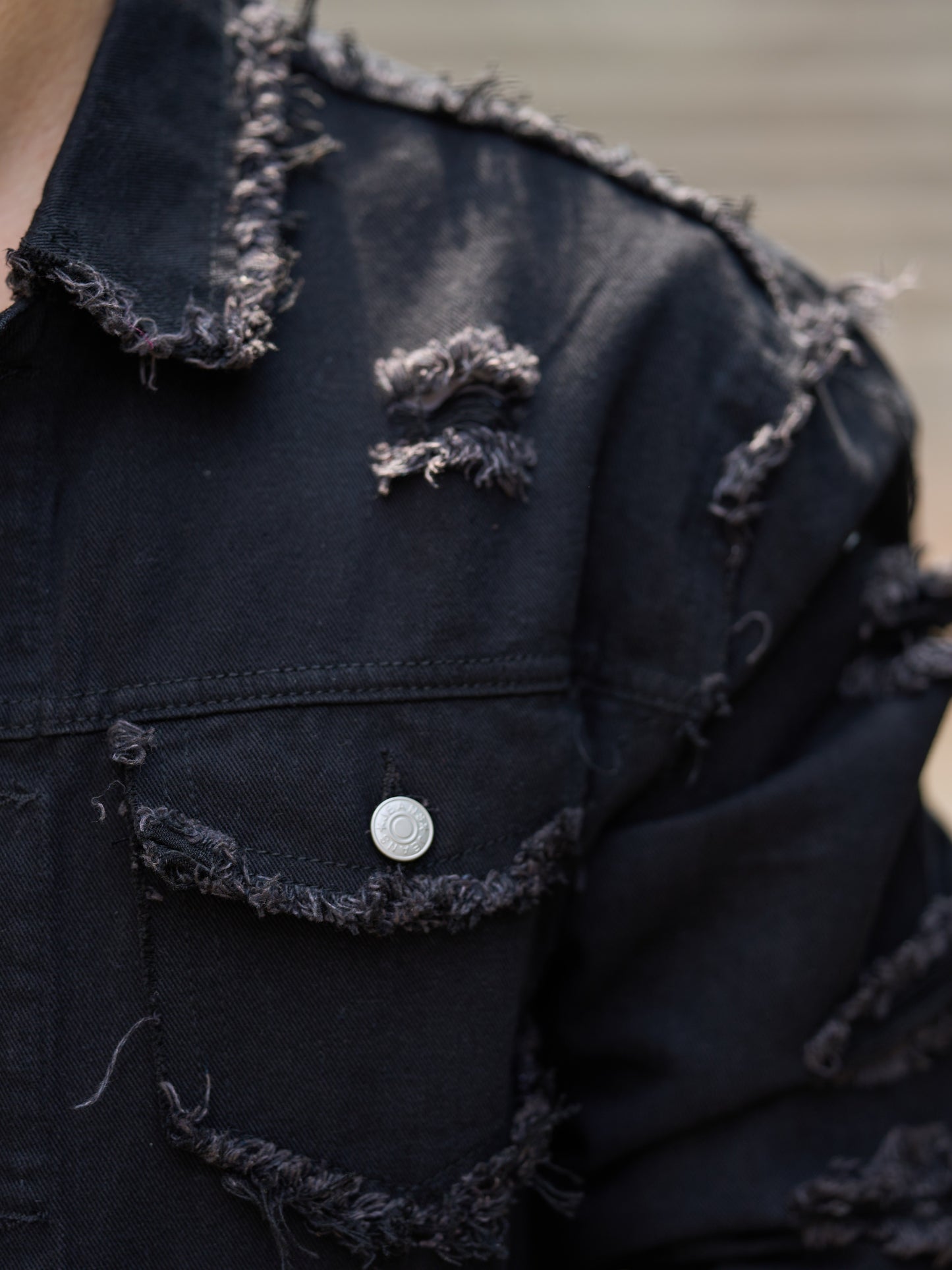 Veste En Jean Slim Vintage Manches Longues Avec Poches Lavable Machine