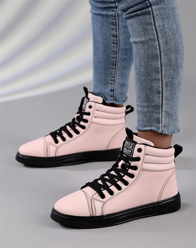 Baskets Skate Unisexes Hautes Confortables Design Moderne Semelle Caoutchouc