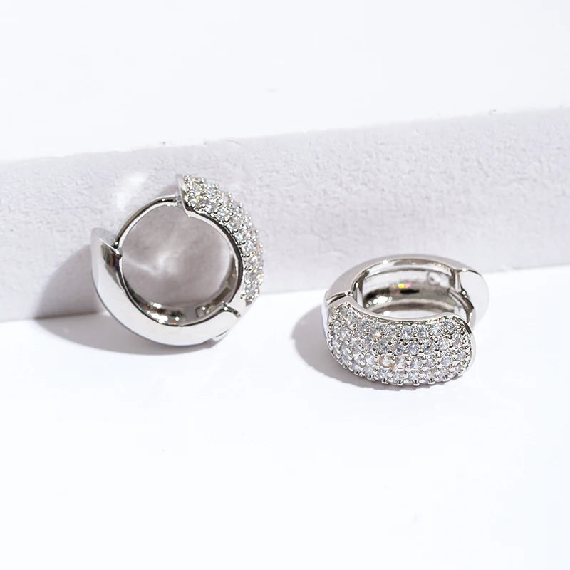 Boucles Doreilles Créoles Zirconia Acier Inoxydable Unisexe Cadeau Tendance