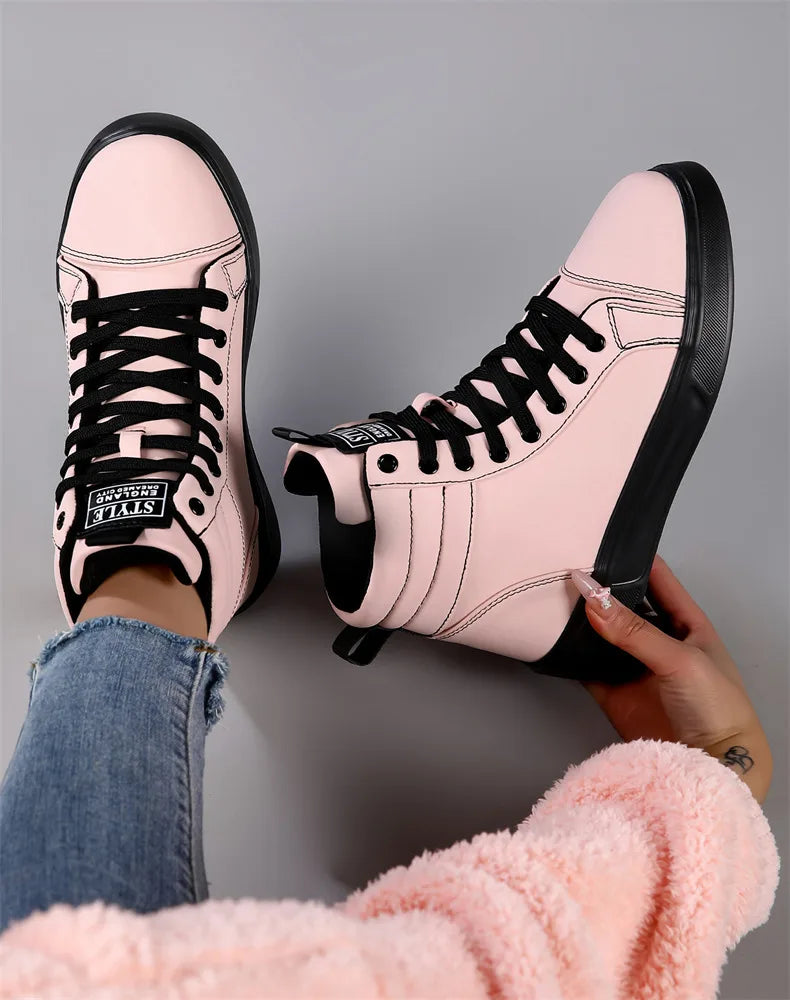Baskets Skate Unisexes Hautes Confortables Design Moderne Semelle Caoutchouc