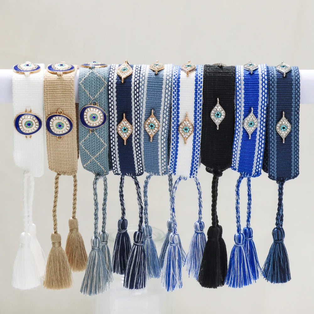 Bracelet en Coton Tressé Fait Main Ajustable Unisexe Style Classique