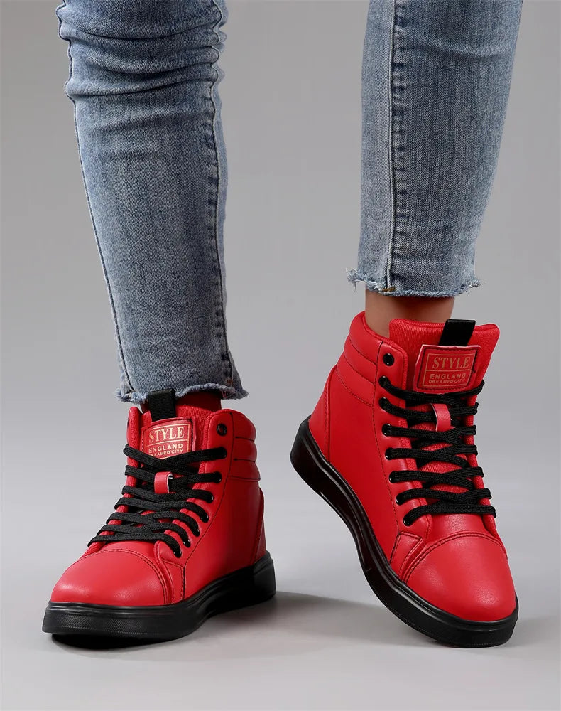 Baskets Skate Unisexes Hautes Confortables Design Moderne Semelle Caoutchouc