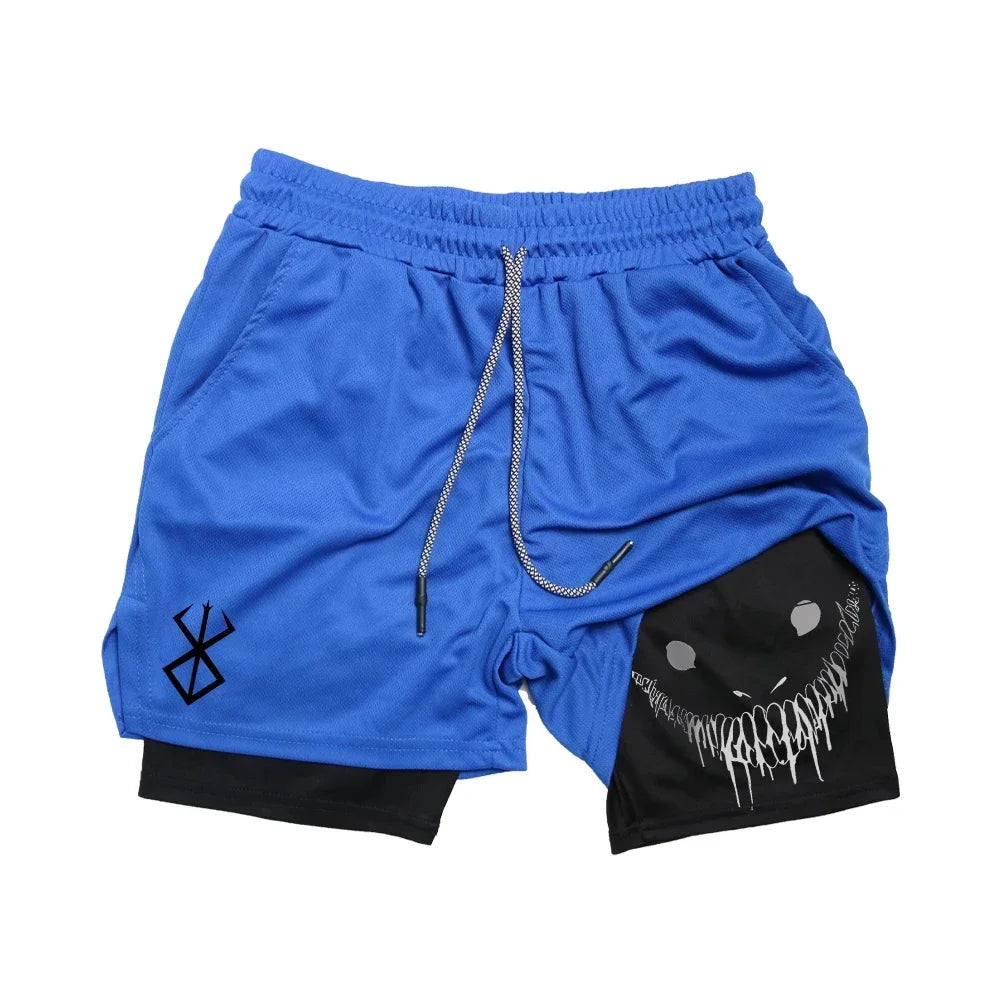 Short Sport Homme été Séchage rapide running fitness 2 en 1 Gym Jogging