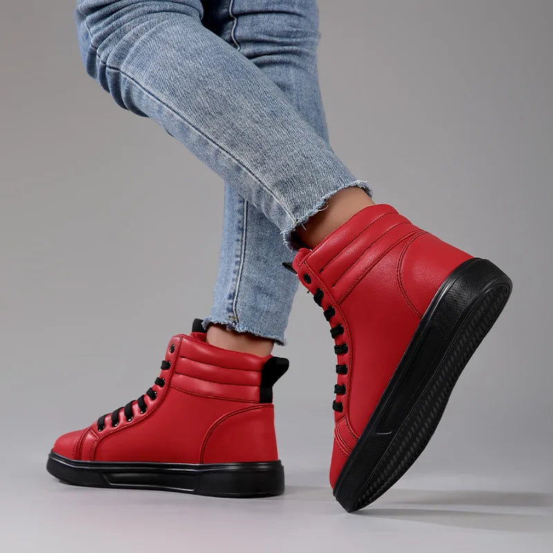 Baskets Skate Unisexes Hautes Confortables Design Moderne Semelle Caoutchouc