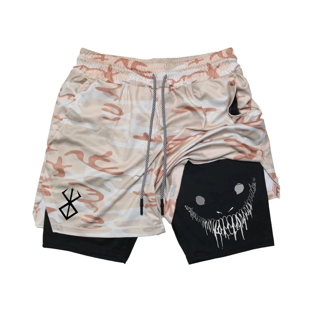 Short Sport Homme été Séchage rapide running fitness 2 en 1 Gym Jogging
