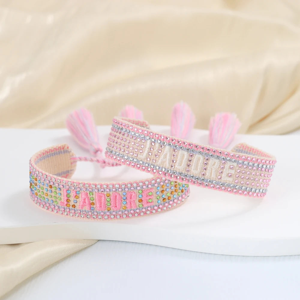 Bracelet en Coton Tressé Fait Main Ajustable Unisexe Style Classique
