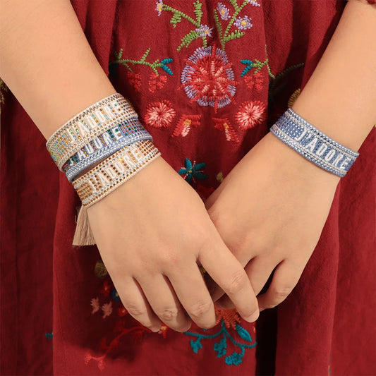 Bracelet en Coton Tressé Fait Main Ajustable Unisexe Style Classique