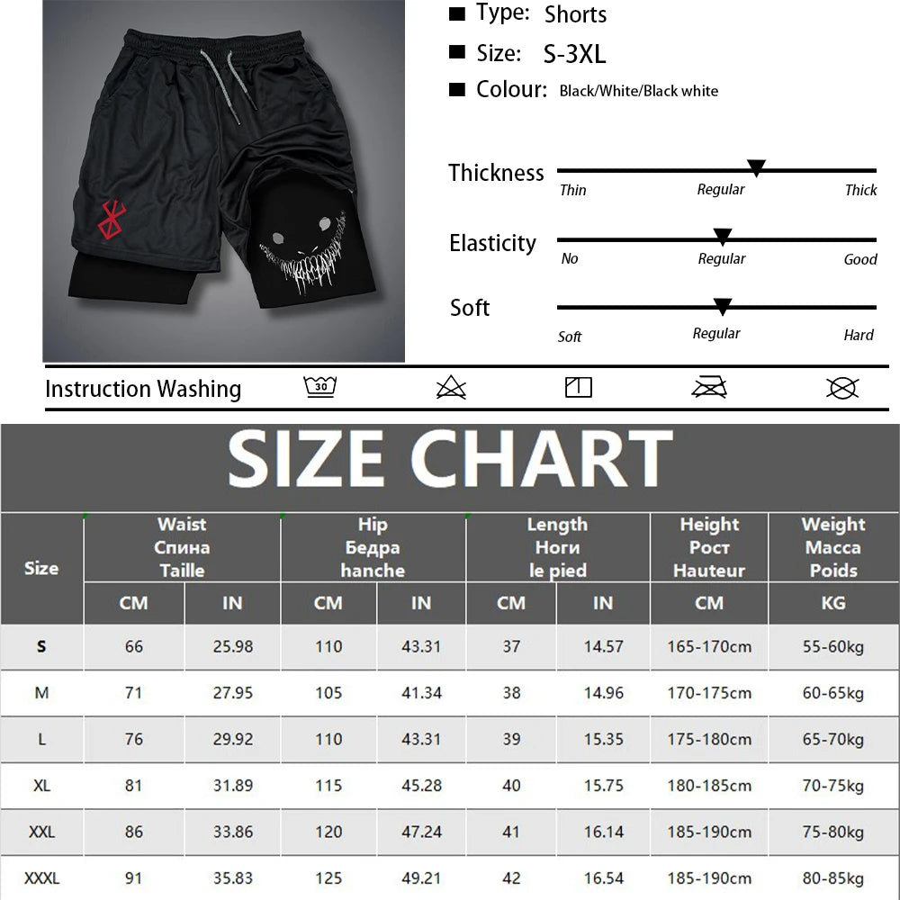 Short Sport Homme été Séchage rapide running fitness 2 en 1 Gym Jogging