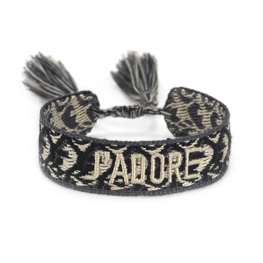 Bracelet en Coton Tressé Fait Main Ajustable Unisexe Style Classique