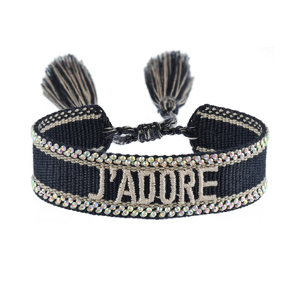 Bracelet en Coton Tressé Fait Main Ajustable Unisexe Style Classique