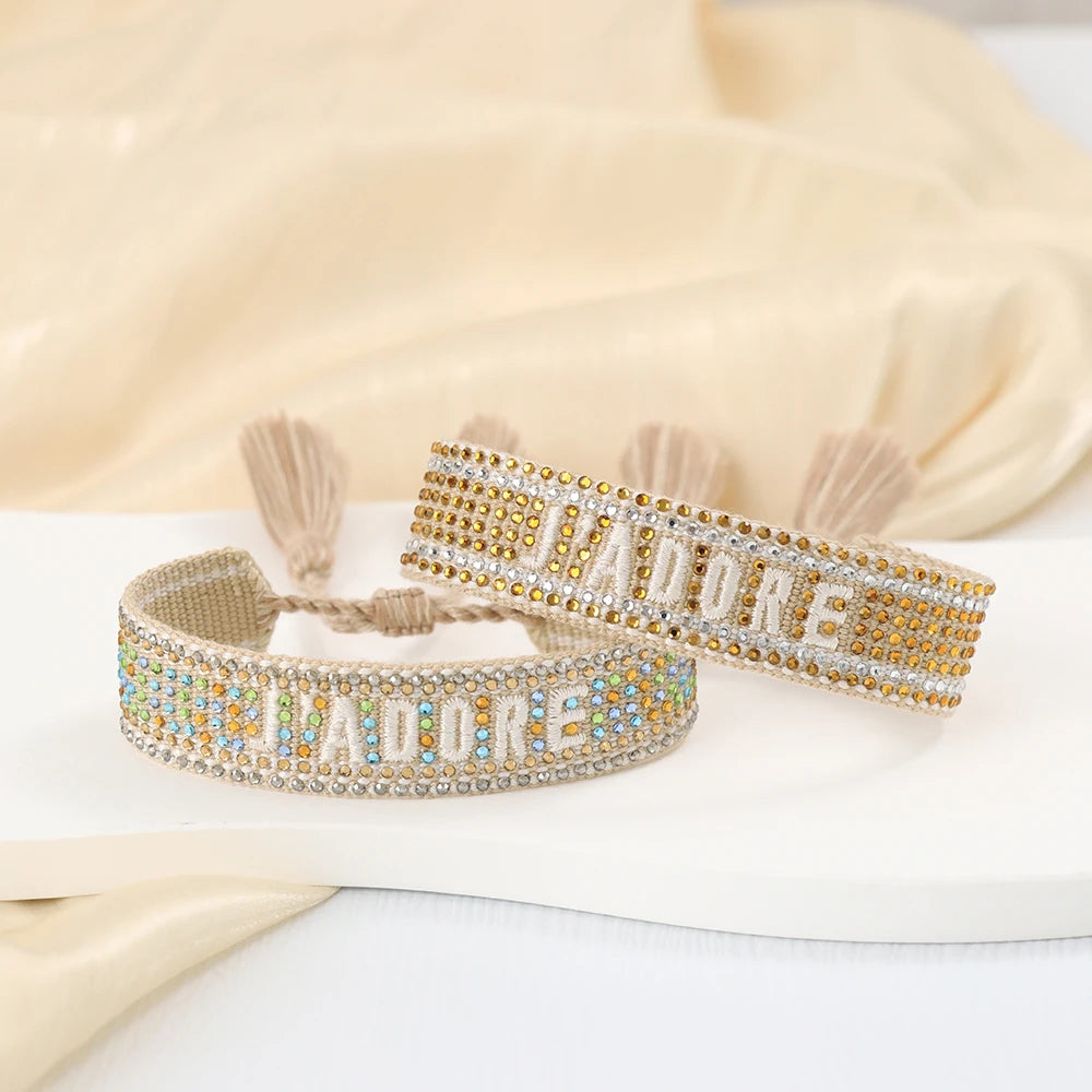 Bracelet en Coton Tressé Fait Main Ajustable Unisexe Style Classique