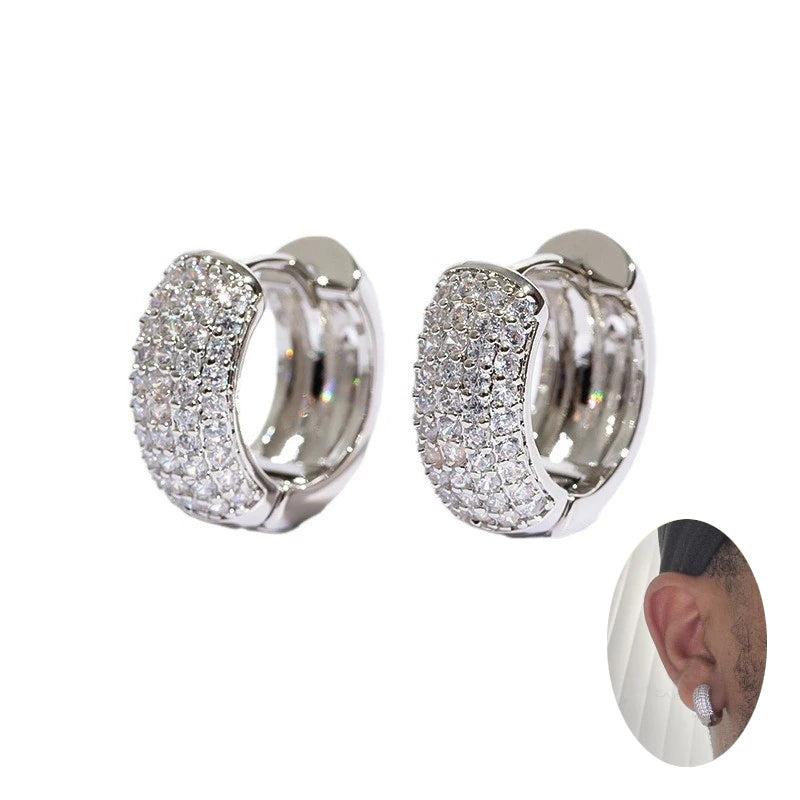 Boucles Doreilles Créoles Zirconia Acier Inoxydable Unisexe Cadeau Tendance