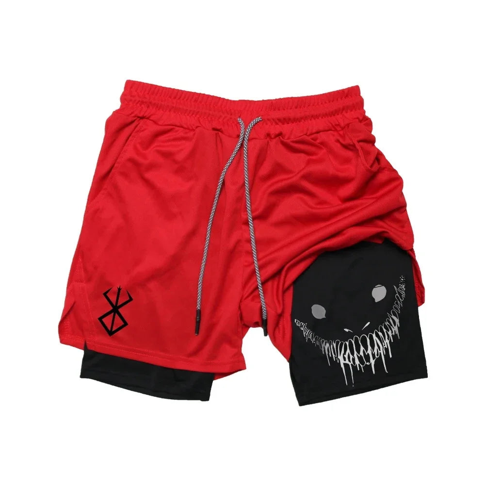 Short Sport Homme été Séchage rapide running fitness 2 en 1 Gym Jogging