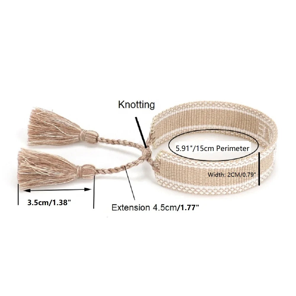 Bracelet en Coton Tressé Fait Main Ajustable Unisexe Style Classique