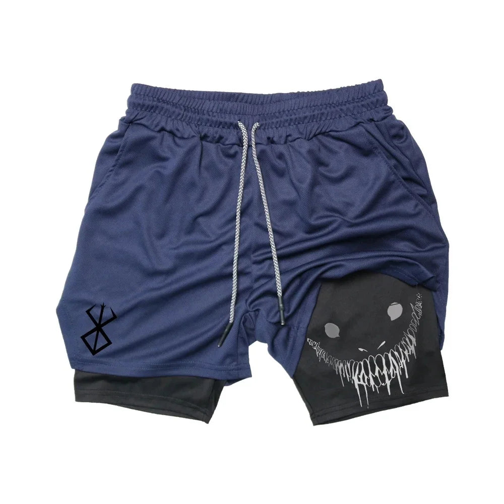 Short Sport Homme été Séchage rapide running fitness 2 en 1 Gym Jogging