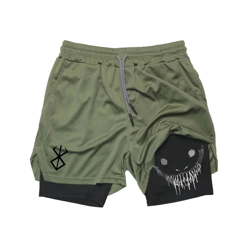 Short Sport Homme été Séchage rapide running fitness 2 en 1 Gym Jogging