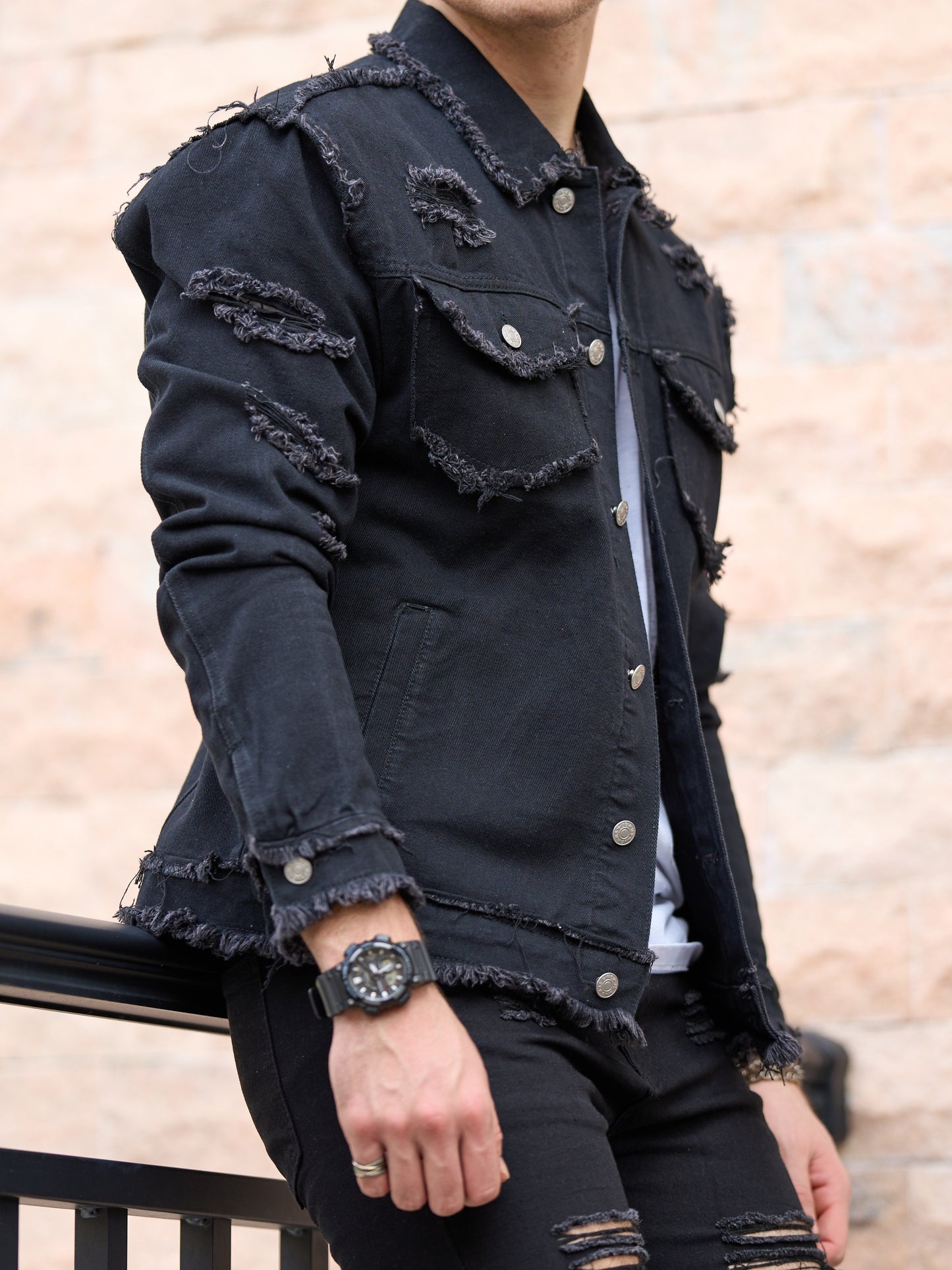 Veste En Jean Slim Vintage Manches Longues Avec Poches Lavable Machine